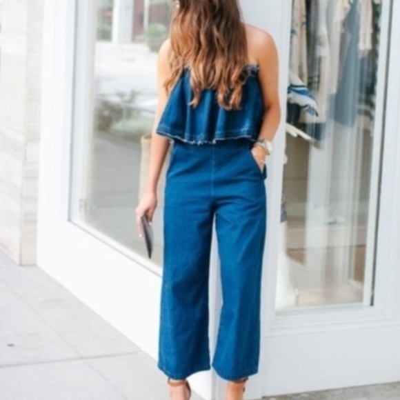 Hei hei Anthropologie denim strapless jumpsuit - Picture 4 of 8